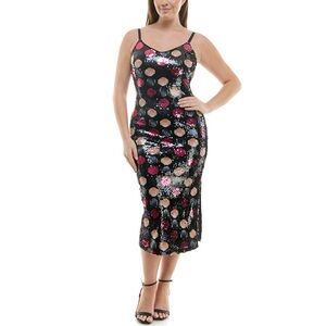 Women's Nicole Miller Black Sequin Midi Party Dress